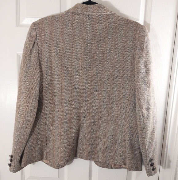 Andre Barreau Women's Tan Herringbone Blazer 100% Pure Wool Size 16 - Picture 7 of 7